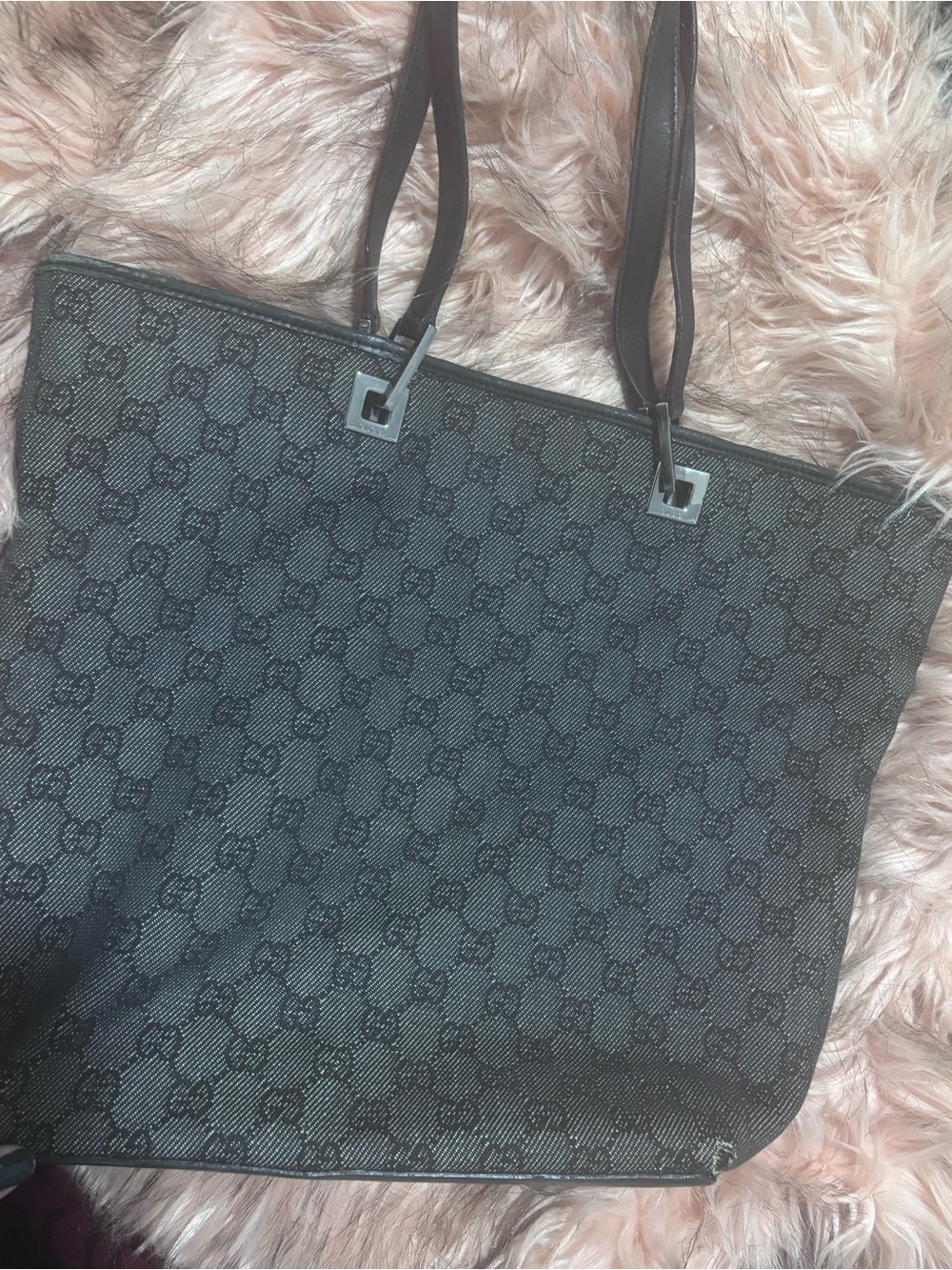 Gucci Gray/Black GG Monogram Tote
